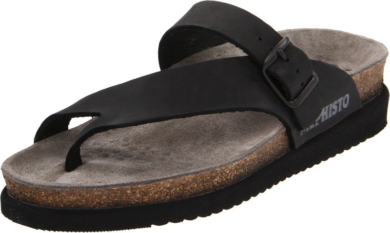 Mephisto Women's Helen Thong Sandal,Black Nubuck,7 M US